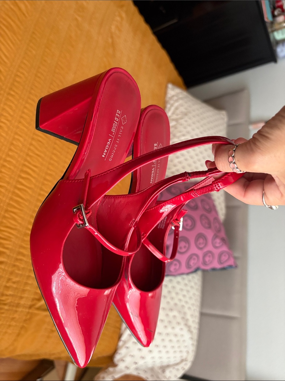 Call it Spring (RED) Slingback Pumps